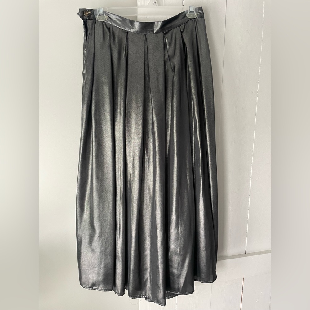 Slate pleated Midi skirt